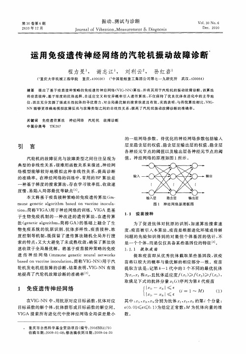 运用免疫遗传神经网络的汽轮机振动故障诊断