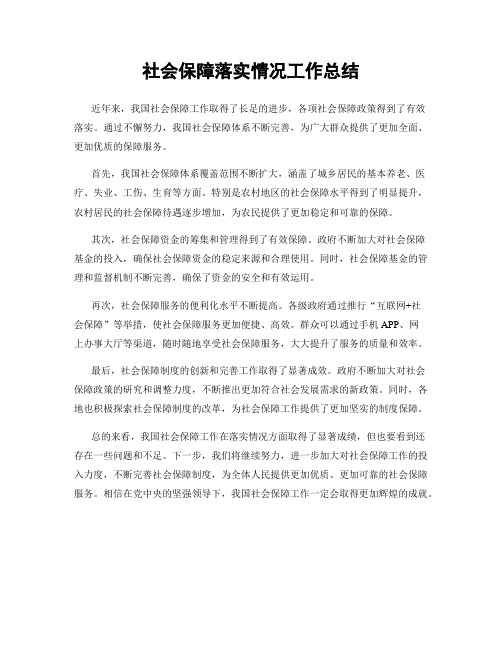 社会保障落实情况工作总结