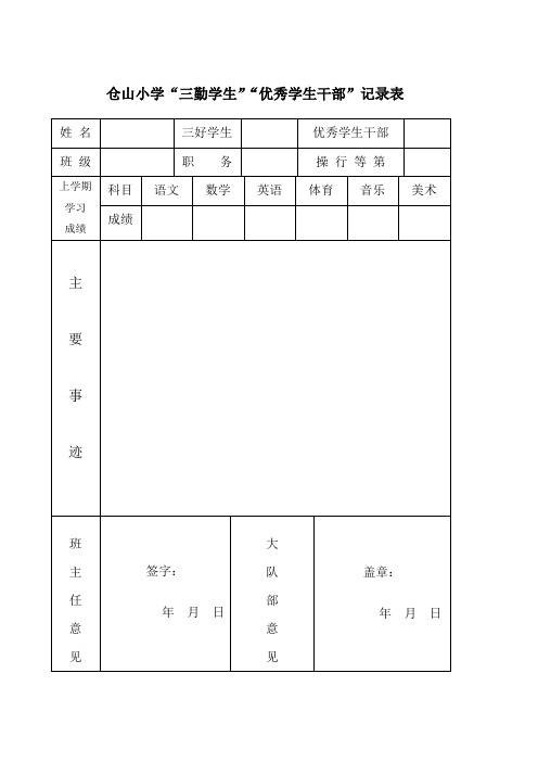 各类评先推荐表