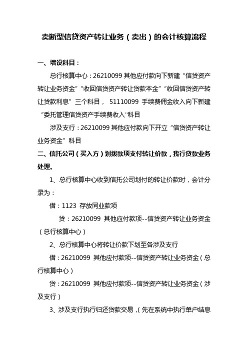 商业银行卖断型信贷资产转让业务(卖出)的会计核算流程