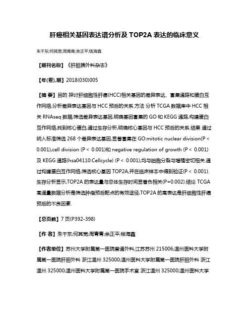 肝癌相关基因表达谱分析及TOP2A表达的临床意义