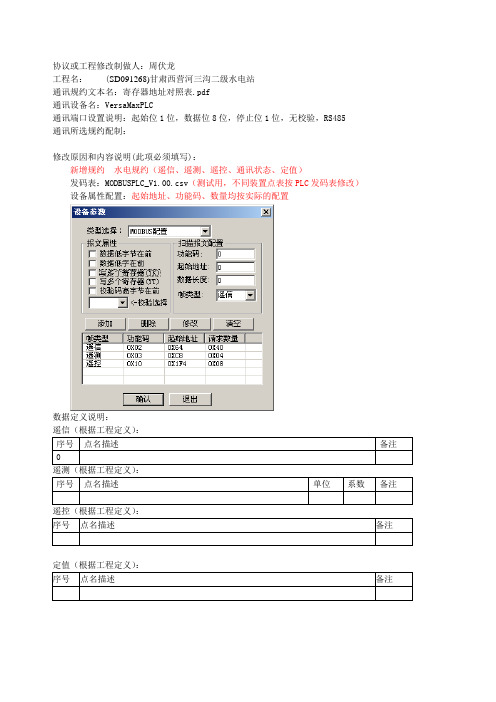 VersaMaxPLC通讯规约定义及模板说明