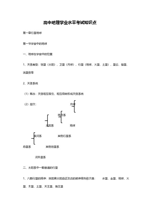 2020高中地理学业水平考试复习资料