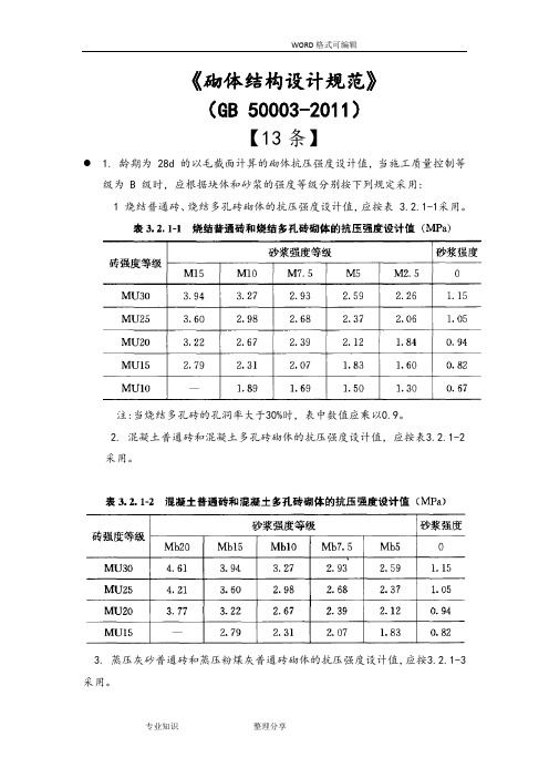 砌体结构设计规范方案(GB50003_2011)