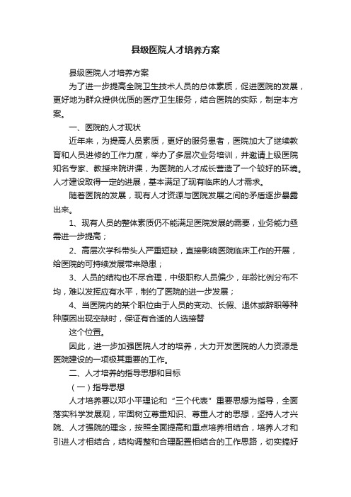 县级医院人才培养方案