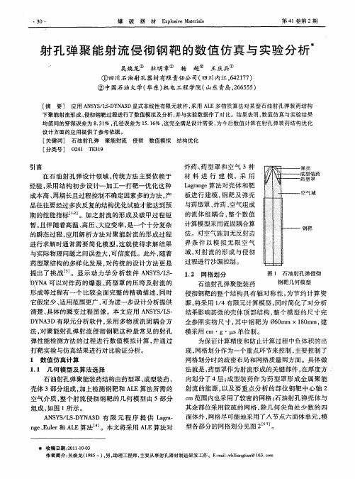 射孔弹聚能射流侵彻钢靶的数值仿真与实验分析