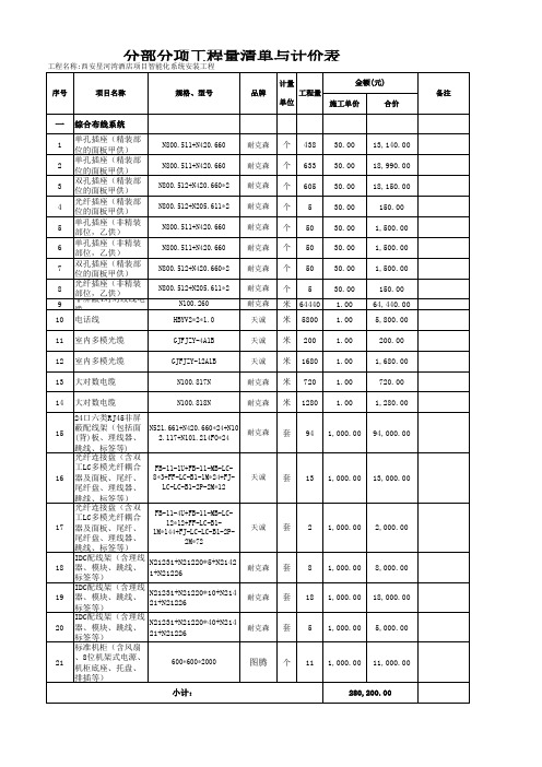 酒店施工报价清单