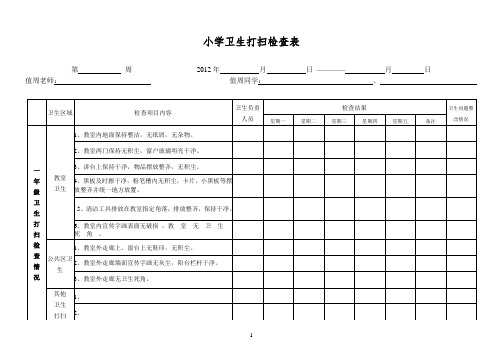 小学卫生打扫检查表