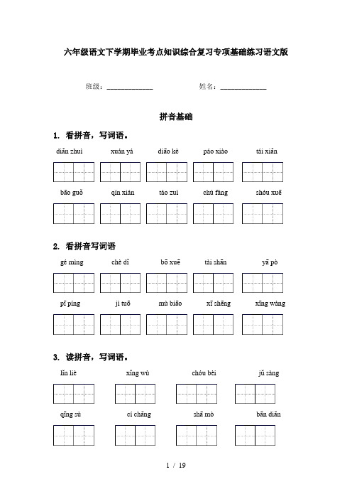 六年级语文下学期毕业考点知识综合复习专项基础练习语文版