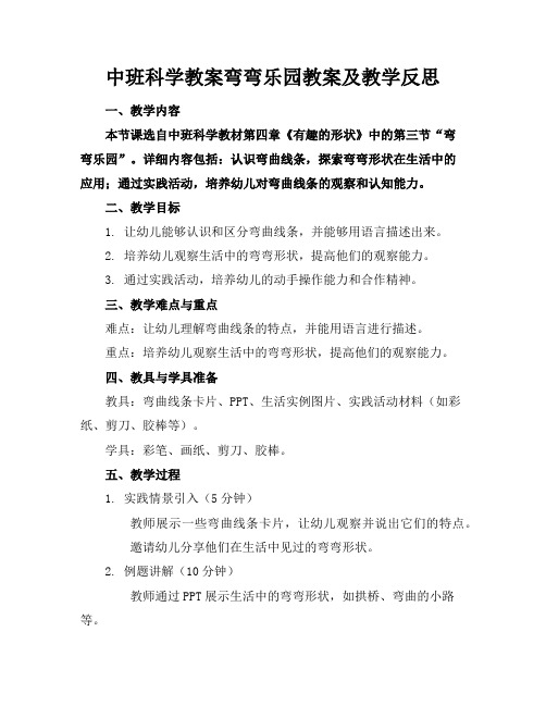 中班科学教案弯弯乐园教案及教学反思