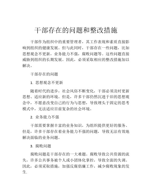 干部存在的问题和整改措施