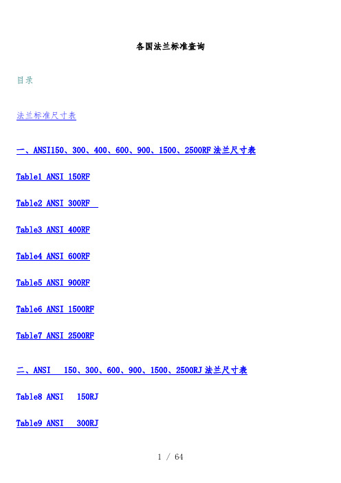 ANSI各国法兰标准查询