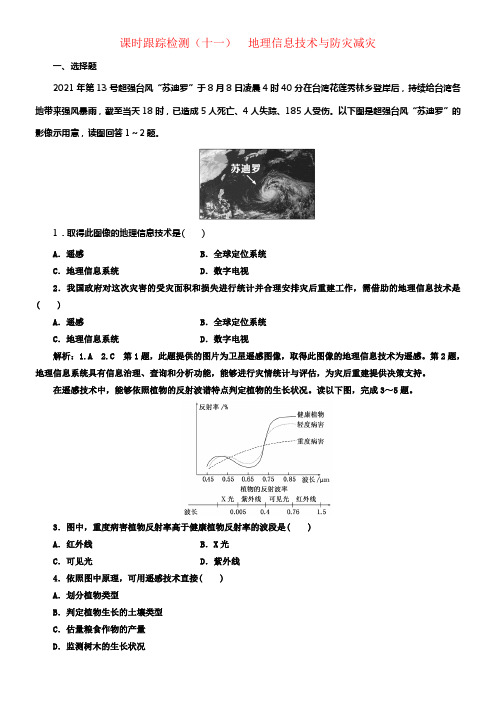 2017_2018学年高中地理课时跟踪检测十一地理信息技术与防灾减灾中图版选修5