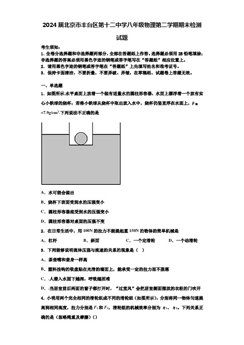 2024届北京市丰台区第十二中学八年级物理第二学期期末检测试题含解析