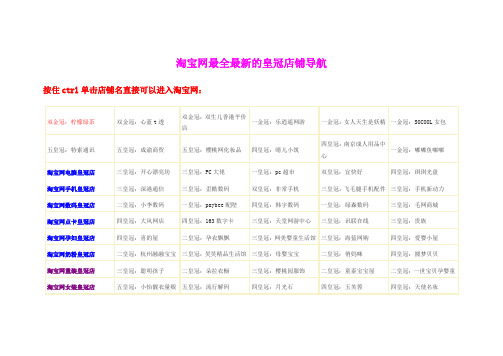 淘宝网最全最新 皇冠店铺导航 淘宝名店 淘宝正品店