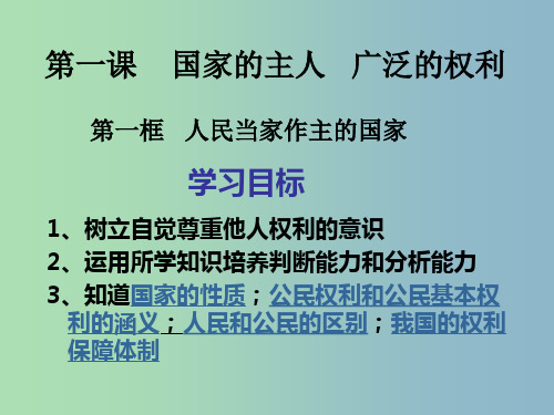 八年级政治下册 1.1 人民当家作主的国家课件 新人教版