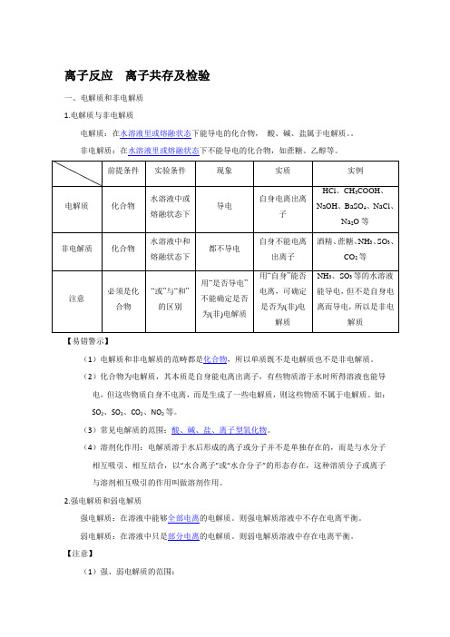 离子反应离子共存及检验