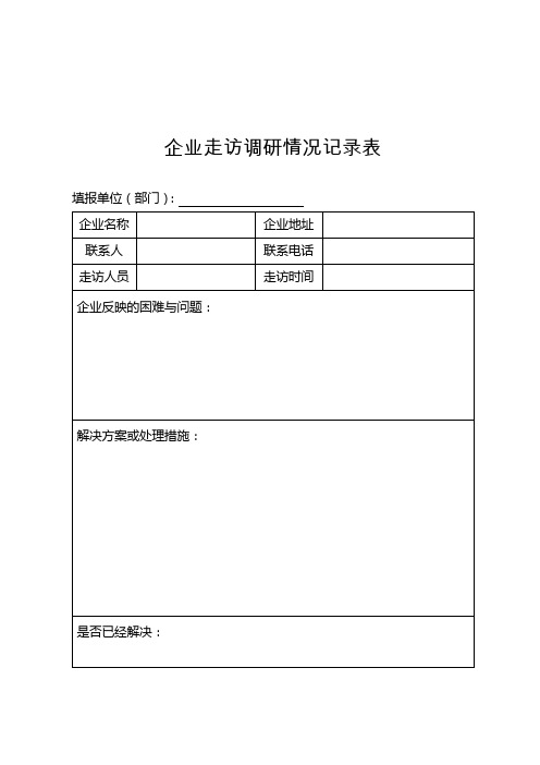 企业走访调研情况记录表