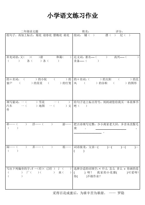 小学二年级语文精题选做VIII (6)