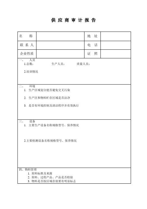 供应商审计报告