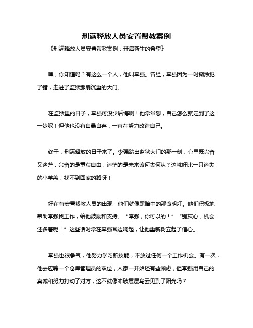 刑满释放人员安置帮教案例