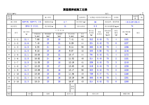 水泥搅拌桩记录(自动运算)