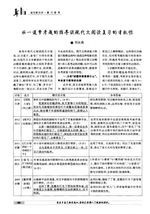 从一道常考题的指导谈现代文阅读复习的有效性