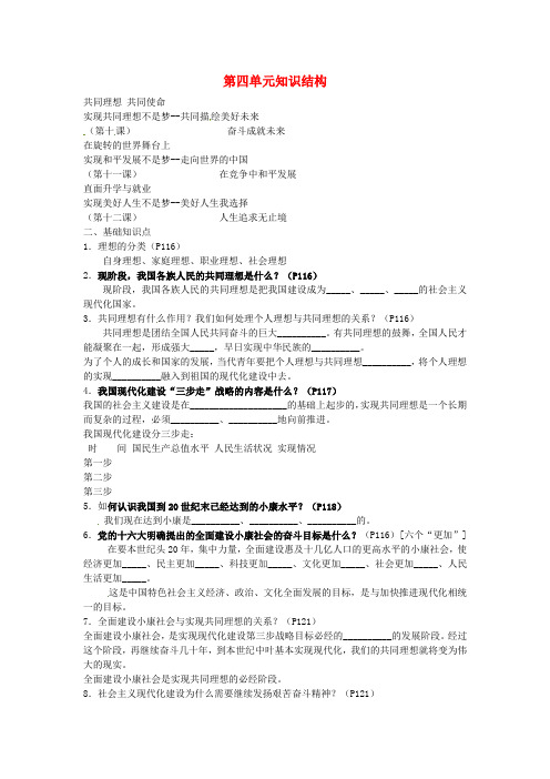 鲁教版初中政治九年级下册10.0第四单元我们的未来不是梦word教案(1)