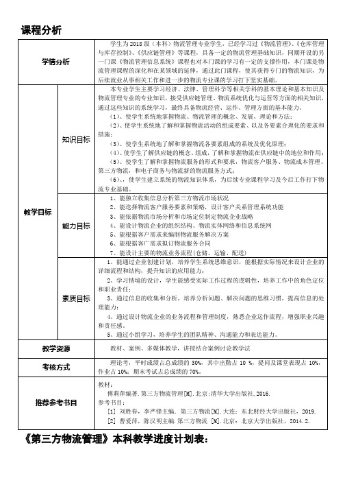 第三方物流管理电子教案