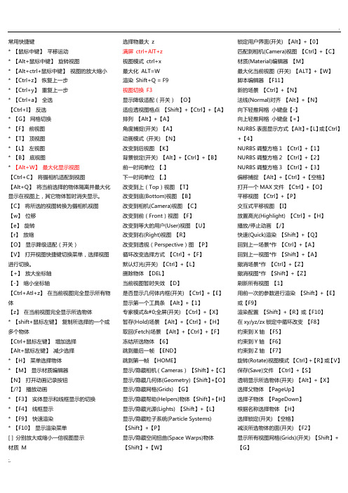 3DMAX2014快捷键(超全)