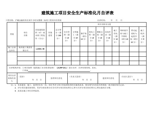 建筑施工项目安全生产标准化月自评表