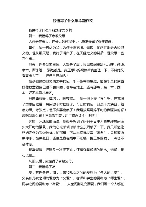 我懂得了什么半命题作文