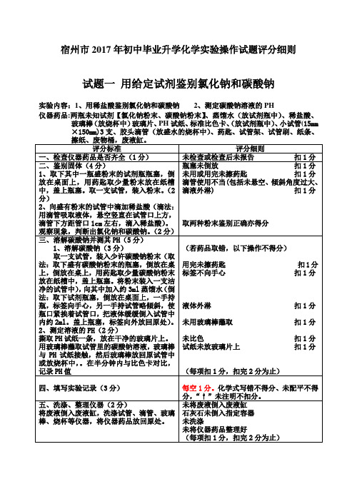 试题一 用给定试剂鉴别氯化钠和碳酸钠