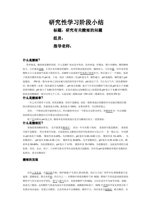 研究性学习阶段小结(化学)