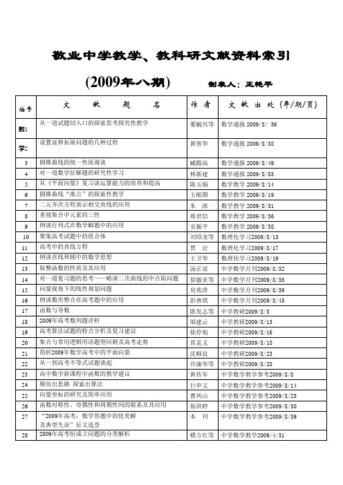 敬业中学教学教科研文献资料索引-JuhaimIT