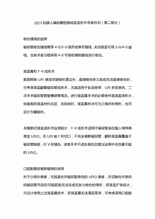 2023机器人辅助腹腔镜肾盂成形术专家共识(第二部分)