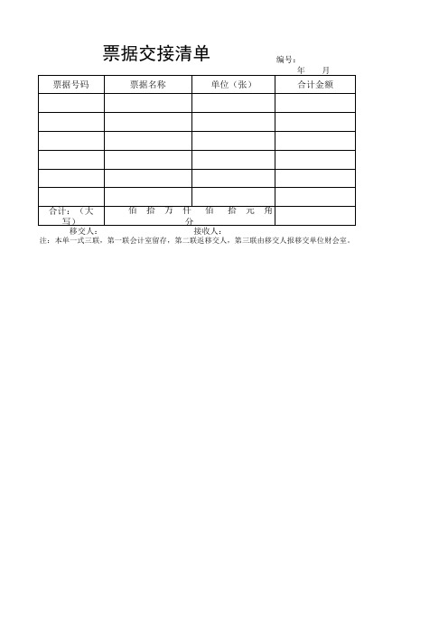 【财务表格】票据交接清单(实用模板)