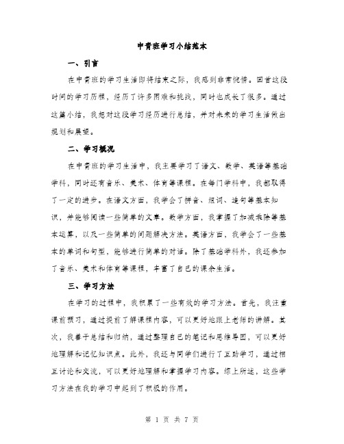 中青班学习小结范本