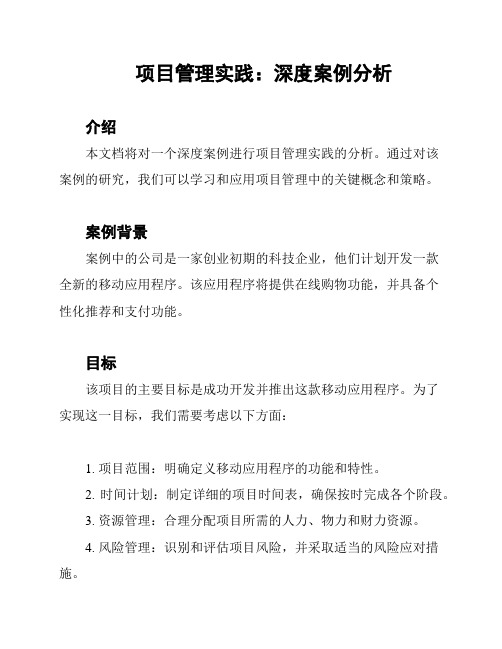 项目管理实践：深度案例分析