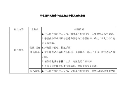 风电场风机检修作业危险点分析及控制措施