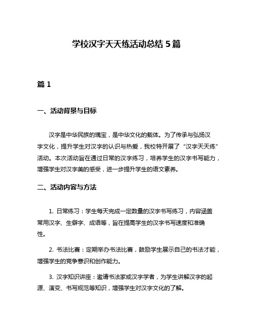 学校汉字天天练活动总结5篇