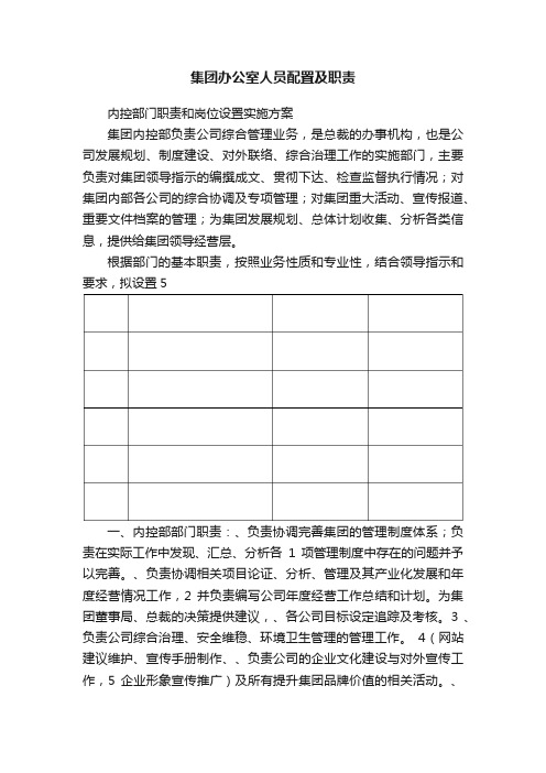 集团办公室人员配置及职责