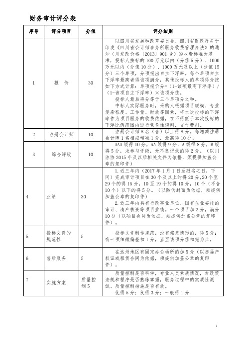 财务审计评分表【模板】