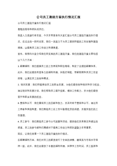 公司员工激励方案执行情况汇报