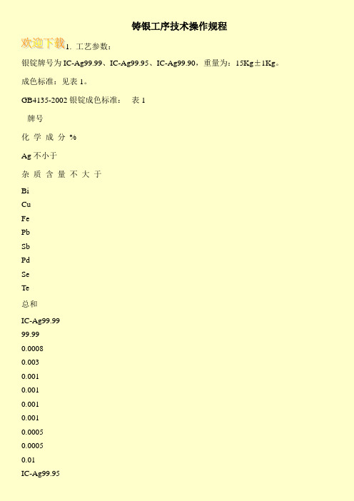  铸银工序技术操作规程