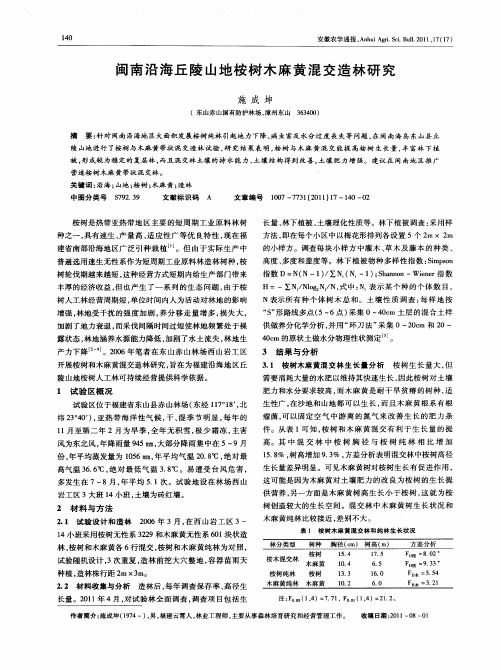 闽南沿海丘陵山地桉树木麻黄混交造林研究