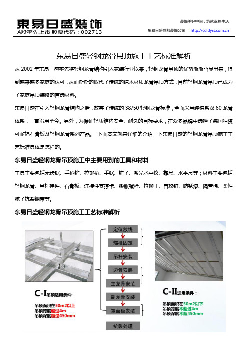 东易日盛轻钢龙骨吊顶施工工艺标准解析