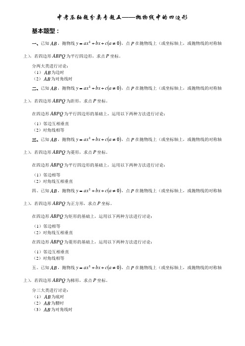 中考压轴题分类专题五《抛物线中的四边形》