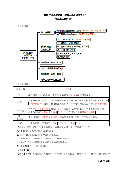 2020年二建《建筑与实务》章节考点-15专业施工技术2(一)