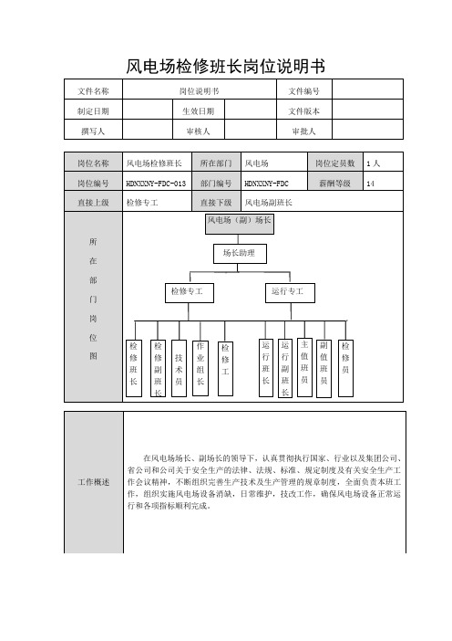 风电场检修班长